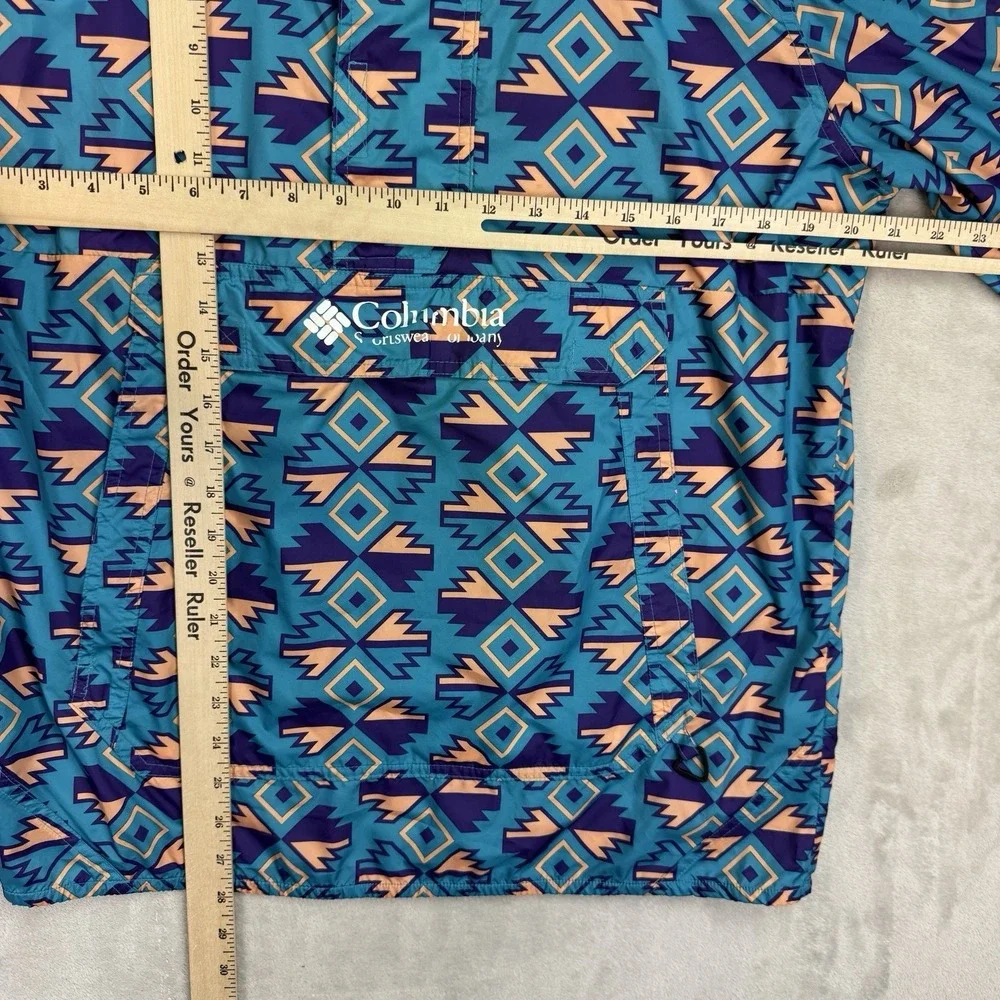 Columbia Challenger Pullover Jacket‎ Mens M Aztec Print Teal Purple Gorpcore